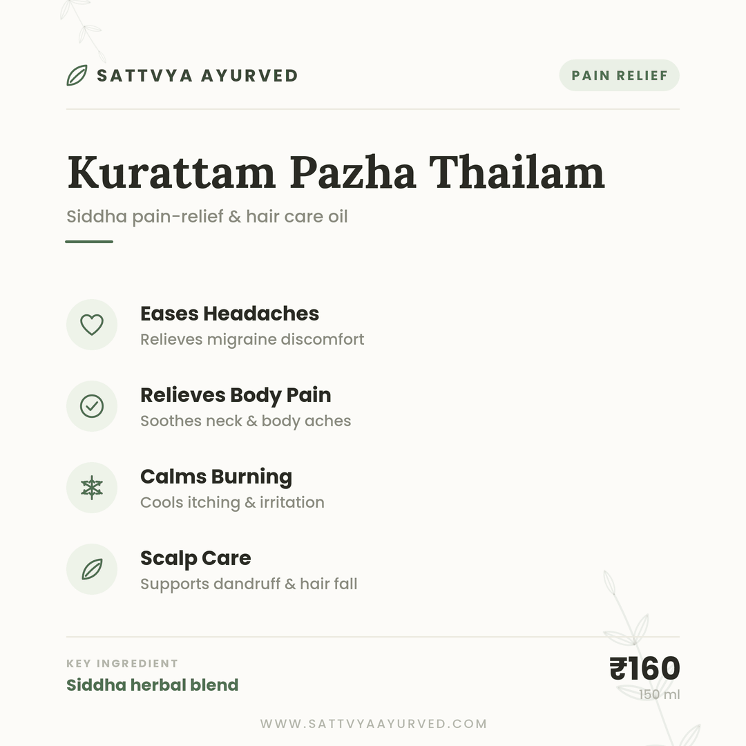 Herbal Pain Relief & Hair Care Oil (150 ml) - Kurattam Pazha Thailam - SATTVYA AYURVED