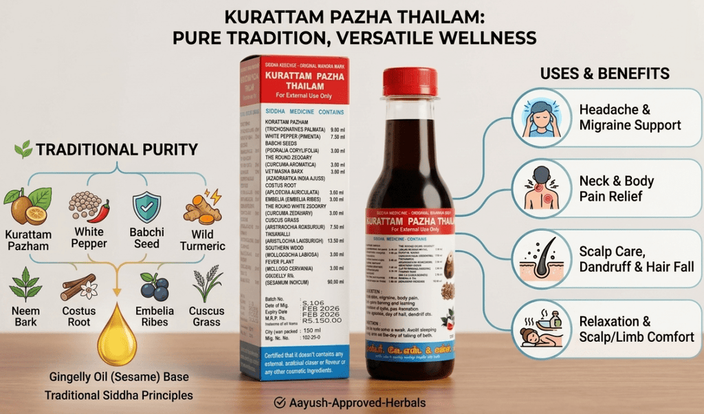 Herbal Pain Relief & Hair Care Oil (150 ml) - Kurattam Pazha Thailam - SATTVYA AYURVED
