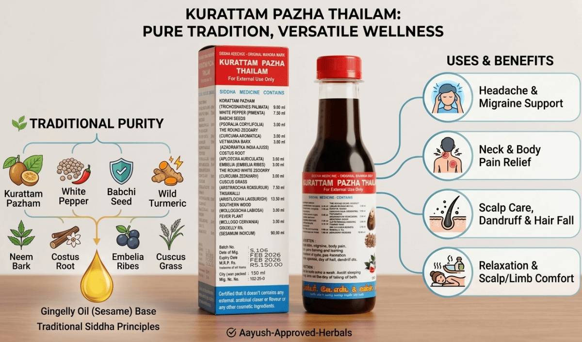 Herbal Pain Relief & Hair Care Oil (150 ml) - Kurattam Pazha Thailam - SATTVYA AYURVED