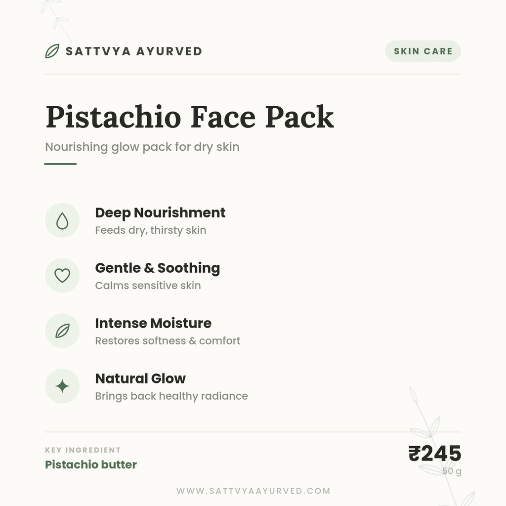 Sattvya Pistachio Face Pack for Dry Sensitive Skin Glow 50g