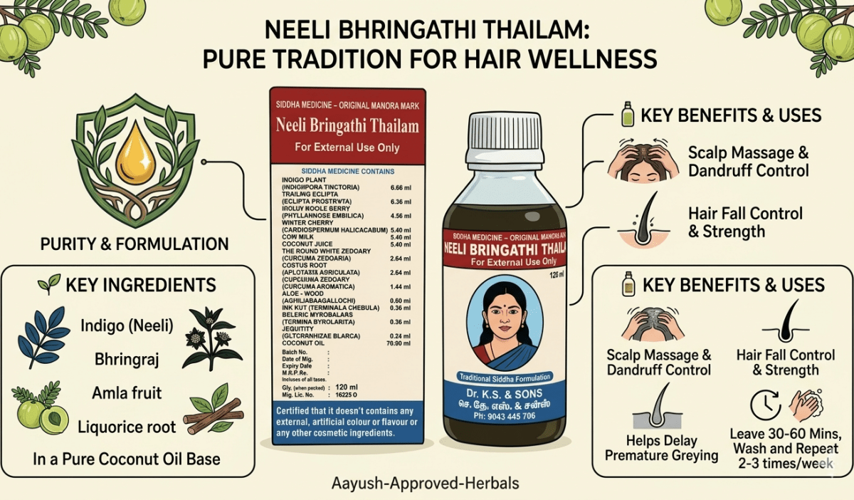 Sattvya Neeli Bhringathi Thailam Traditional Siddha Hair Oil 120ml for Hair Fall